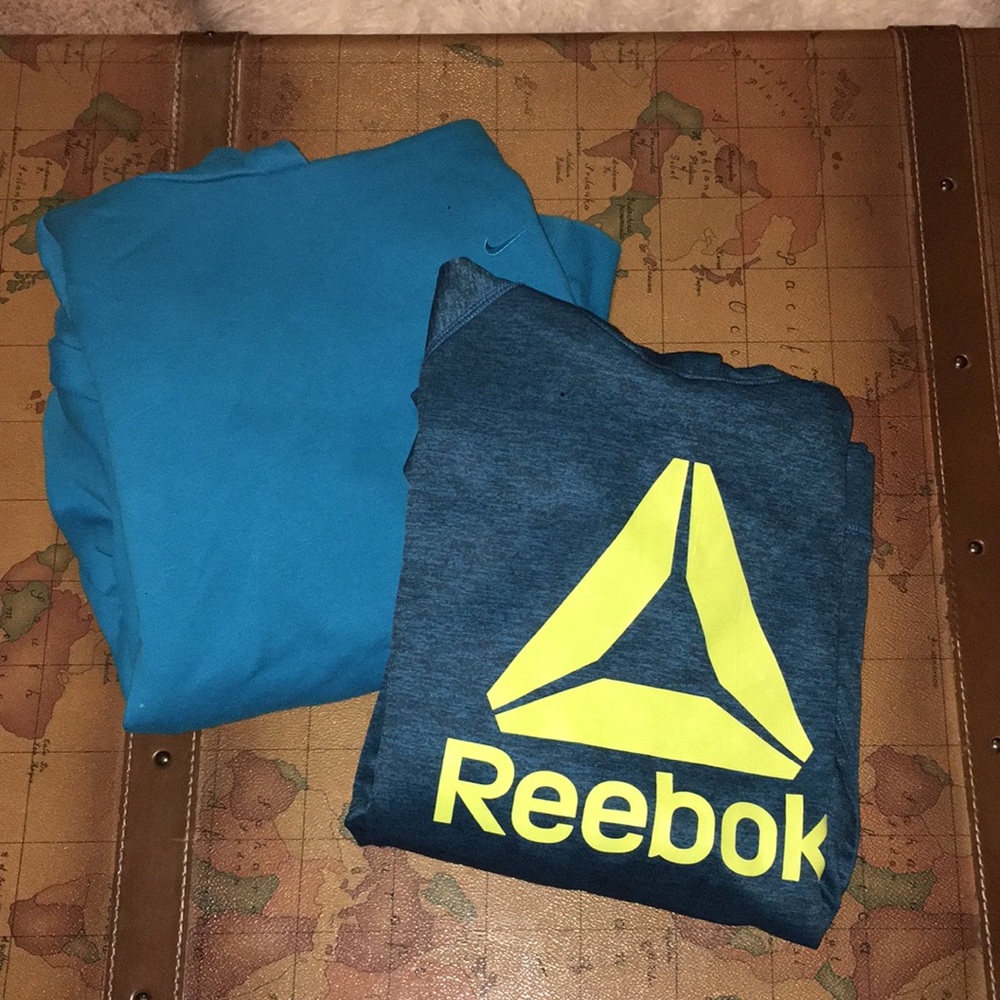 2 hoodies lg boys Nike and Reebok